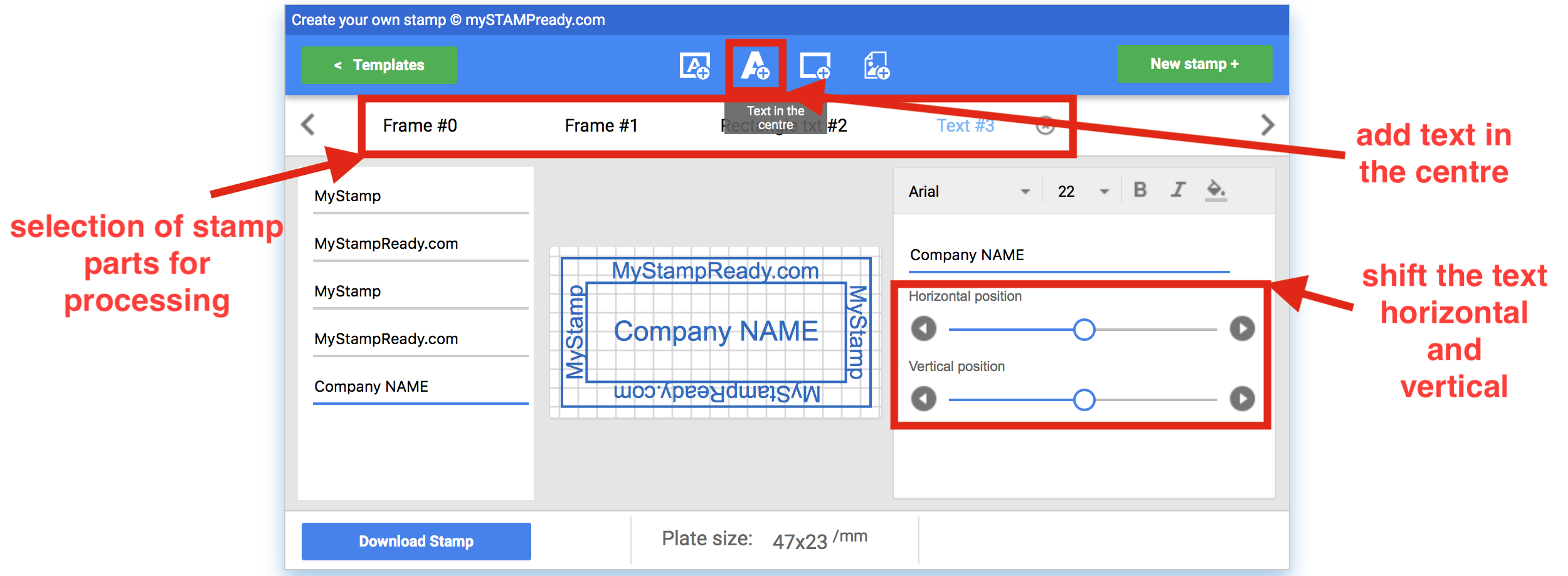 How to create a rectangular stamp layout.