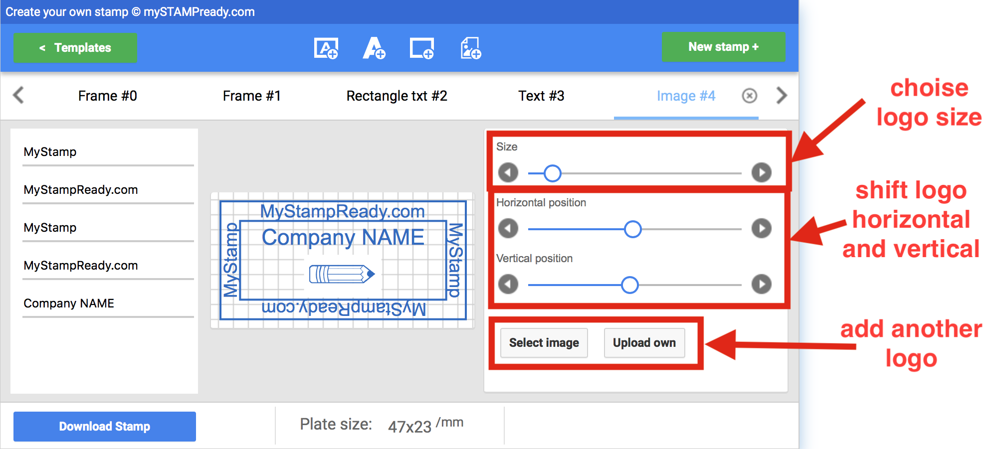 How to create a rectangular stamp layout.