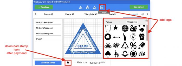 add logo to triangular stamp