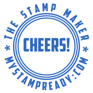 Blue stamp with inscription CHEERS! from MyStampReady