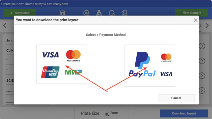 payment method MyStampReady