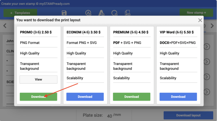 price page MyStampReady