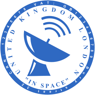 Custom 38mm Blue Round Rubber Stamp with Satellite Antenna Logo