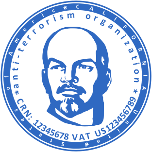 Custom 40mm Blue Round Rubber Stamp with Lenin's Face Logo and Text