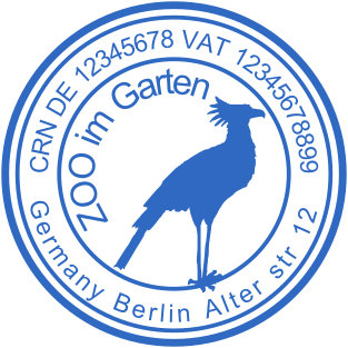 Custom 38mm Blue Round Rubber Stamp with Zoo Design