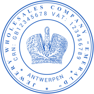 Design a 40mm Blue Round Jewelry Wholesale Company Stamp with a Crown Logo