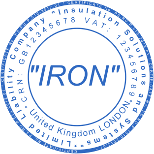 Design a 40mm Blue Round Stamp for an Insulation Solutions