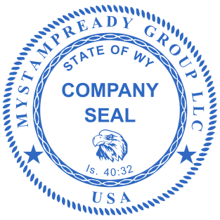 State company seal of round shape with logo and original design №1749 Stamp mockup №1749,Size :40mm