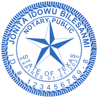 Create a Designer Notary Stamp for Texas with a Star and Elegant Border