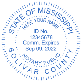 Create a 25mm (1 inch) Circular Mississippi Notary Stamp from $2.5